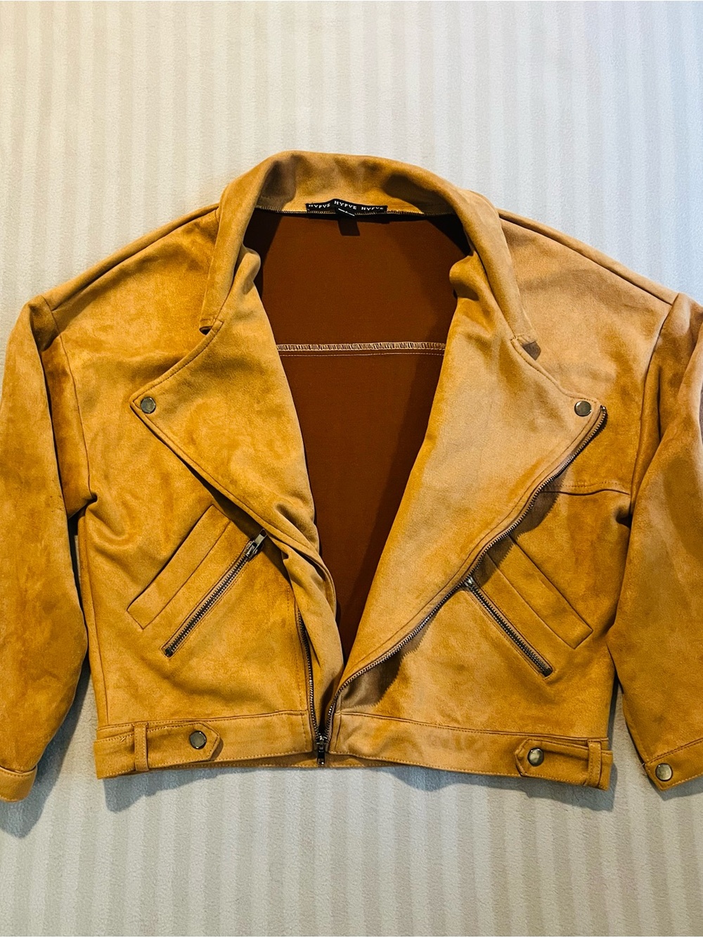 HYFVE Mustard Suede Moto Jacket